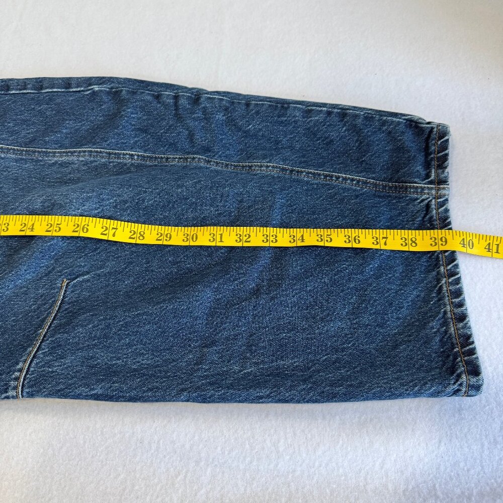 FREE PEOPLE We The Free Good Luck Mid Rise Barrel Leg Jeans in "Deep End" Sz 31 - Picture 12 of 13